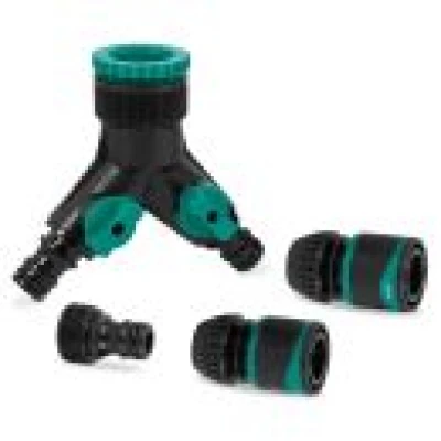 2-way tap connector set | Incl. hose couplings and plug-in adapter