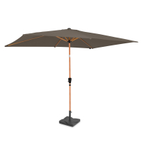 Parasol Rapallo 200x300cm – Premium parasol – wood look - Taupe | Incl. concrete base 20 kg