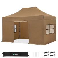 Party Tent - 3x4.5 m - Premium Easy-Up Party Tent | Set incl. Sidewalls – Beige