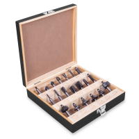 Router bit set - YT9 steel – 8mm shank diameter – 20pcs. | In wooden case