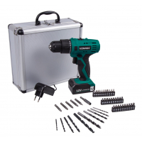 Akkubohrer 12V - Mit Akku, 46 Zubehören und Aluminiumkoffer