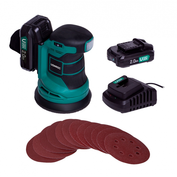 Exzenterschleifer 20V - 2.0Ah | Inkl. 2 Akku's und Ladegerät main product photo